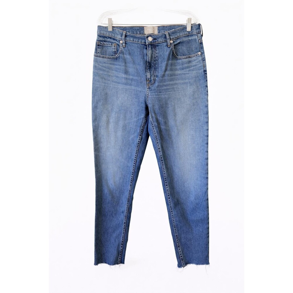 Everlane The Cheeky Jeans Womens 31 Blue Raw Hem Straight Leg Denim 90's Classic